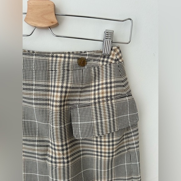 Acne Studios Beige Plaid Cotton Mini Wrap Skirt S - Picture 2 of 16